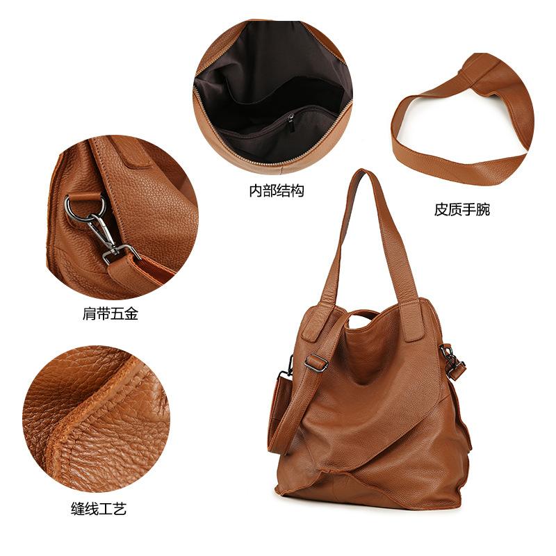 Women'S Oversized Shoulder Bag First Layer Cowhide Soft Leather Leather Women'S Bag Simple And Generous Travel Travel Bag
