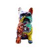 Kawaii Painted Bulldog Statue Cartoon Colorful Dog Statue Graffiti French Bulldog Statue  Children