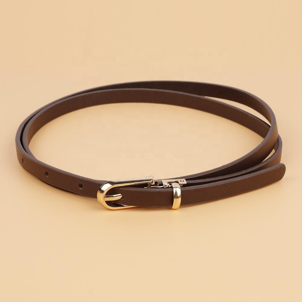 Cheap Korean Style Multi-color Ladies Thin Steel Pin Buckle PU Leather Skinny Belt