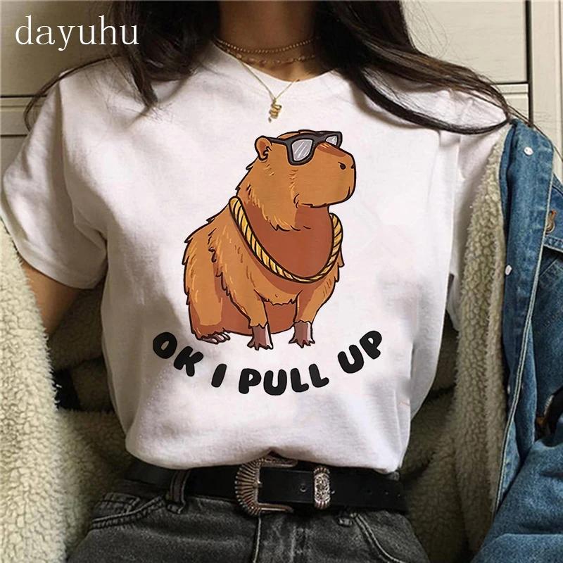 Clothes Girl Capybaras T Shirt Female Casual Top Clothes Funny Capybara Tshirt Women T-Shirt Capibara Cartoons