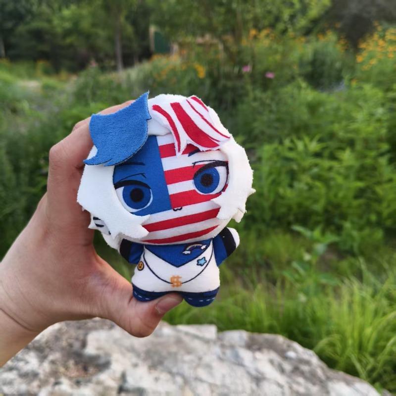 Cute CountryHumans Plush 10cm USA Canada Chibi Cotton Dolls with National Flag Designs Keychain Pendant Country Humans Fans Collectible Birthday Gift