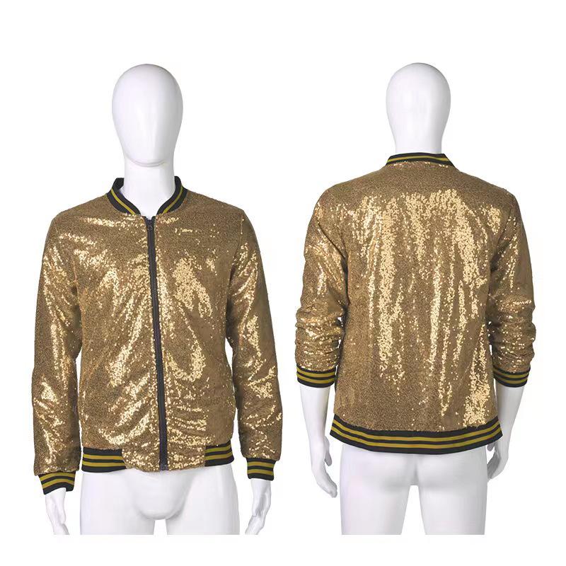 Men's Plus Size Sequin Dancewear Zip Cardigan Jacket - Bestseller