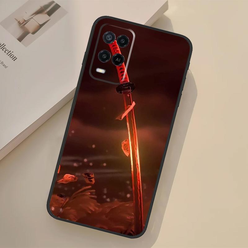 Japan Samurai Katana Case For Oppo A17 A57 A77 A74 A54 A94 A78 A98 A18 A60 A80 A40 A38 A58 A96 A76 A16 A15 A5 Pro