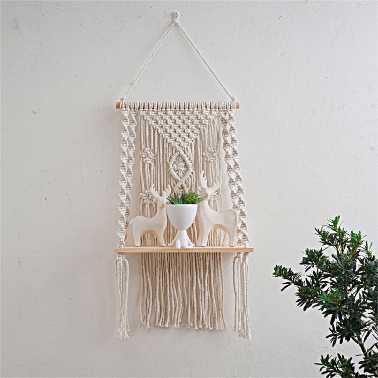 Handwoven Shelf Vintage Wall Organizer Bohemian Floating Shelf Home Decorations