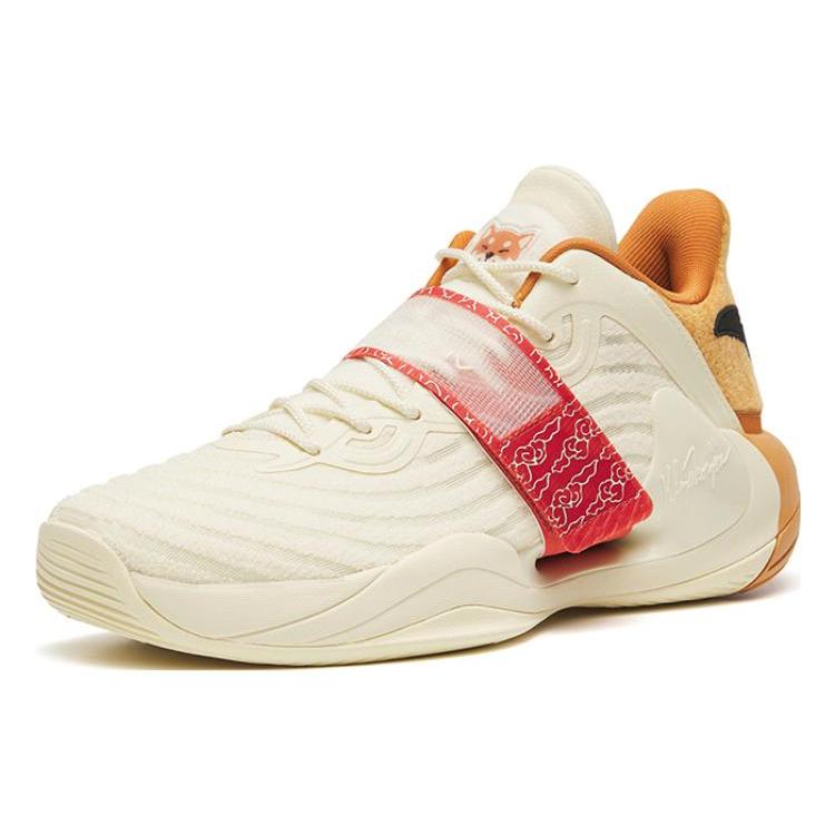 New Anta Water Flower 4 Cushioned Slip Resistant Low Top Performance Basketball Shoes White Orange Shiba Inu 112241109-4