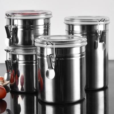 Coffee Bean Canister Airtight Storage Container Rust-Resistant Reusable Airtight Seal Coffee Bean Container Storage Jar with Clear Lid