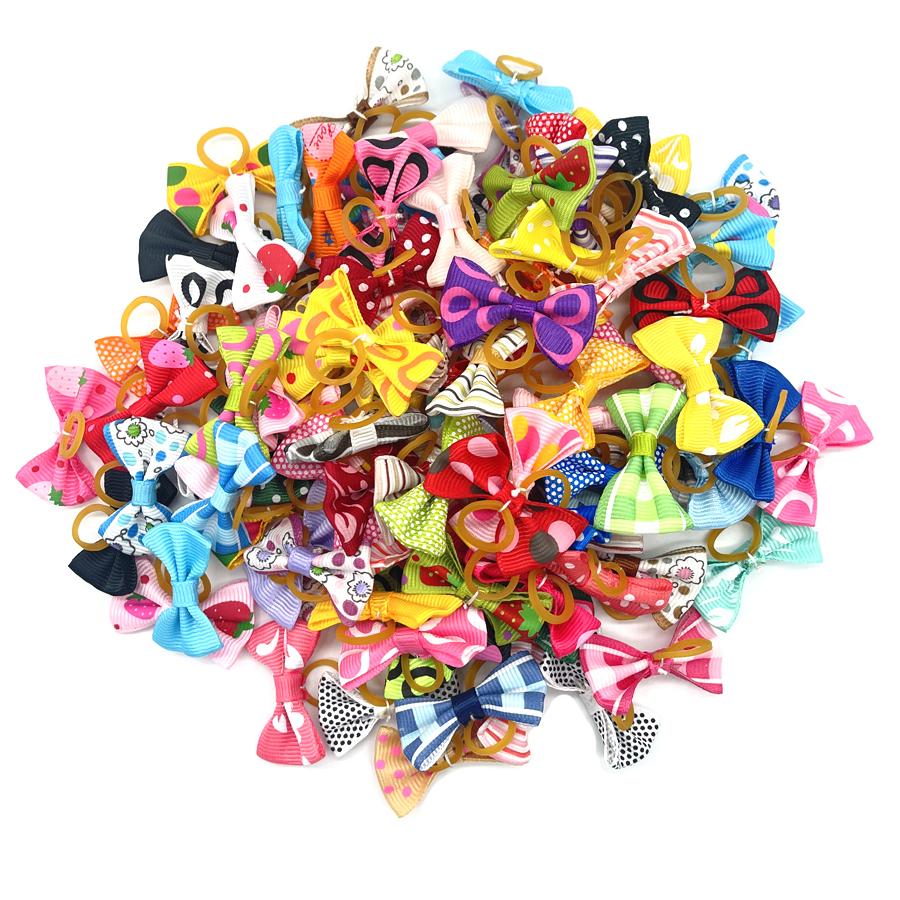 100 ks psích doplňků Psí mašličky do srsti Módní roztomilé psí mašličky Gumičky Ozdoba do psího obojku pro psí doplňky