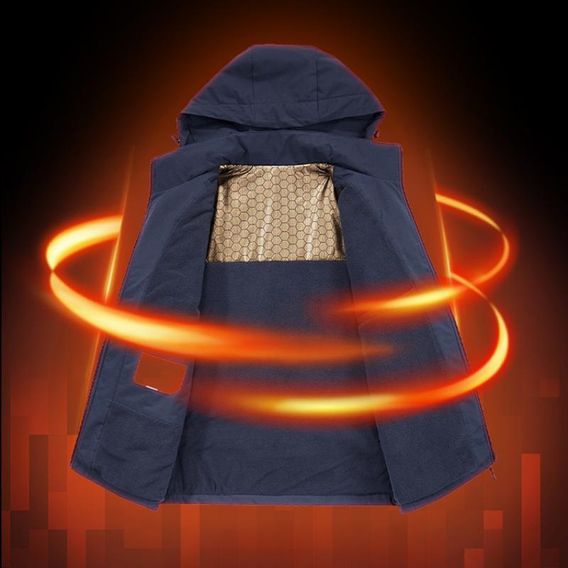 Winter Herren Casual Modejacke Herren Fleece Warm Outdoor Winddicht Abnehmbare Kapuzenjacke Herren Reißverschluss Wasserdichte Jacke