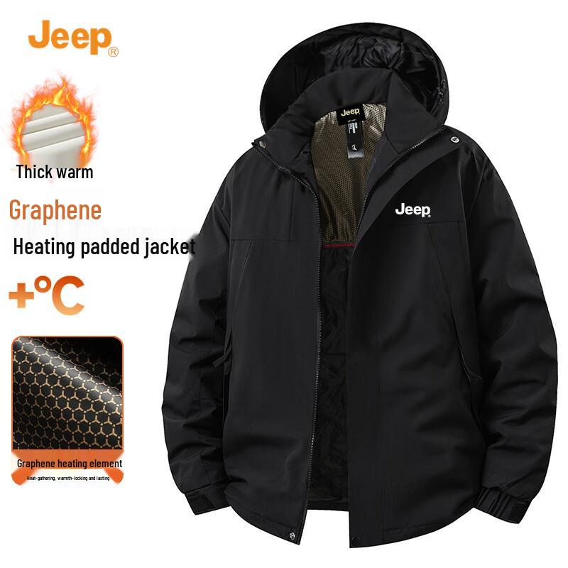 JEEP Men's 2025 Winter Detachable Hooded Cotton Parka