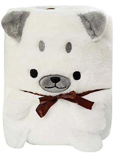 Azrte Warm Dog Blanket with Ribbon, Perfect for Naps and Pillows, Size 168, White