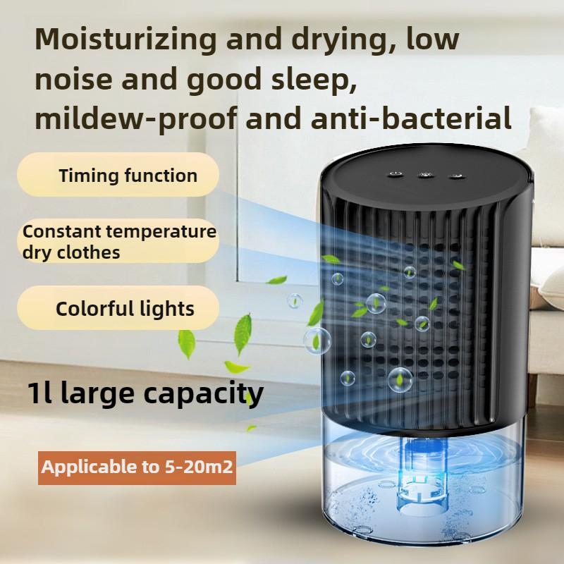 700ml Mini Dehumidifier for Home, Quiet Portable Moisture Absorber with 7-Color Night Light, Compact for Bedroom Wardrobe Closet