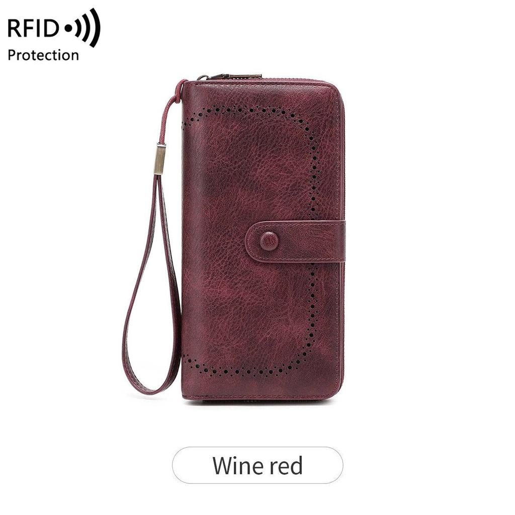 Retro-RFID-Akkordeon-Geldbörse für Damen mit Diebstahlschutz – großes Fassungsvermögen, grenzüberschreitender Stil