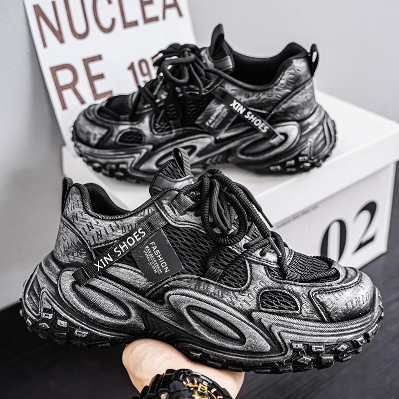 Scarpe sportive casual traspiranti in rete primaverile, suola morbida da corsa, leggere, suola spessa, rialzo, scarpe da papà