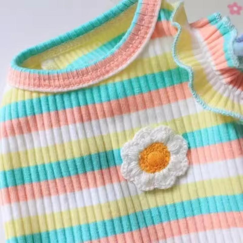 Booteely Creative Soft Dog Striped T Shirt Exquisite Comfortable Puppy Clothes Cute Polyester Pet Dog Dress Bichon