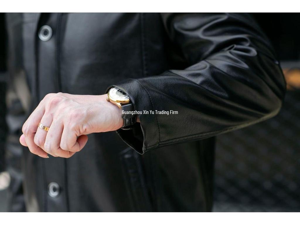 Men's Plus Velvet Leather Jacket with Thickened Fur Collar, Autumn/Winter Warmth, Ideal for Middle-Aged and Elderly Dads and Grandpas.