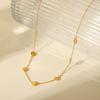 18K Gold Hammered Round Disc Stainless Steel Necklace for Women, Fashionable Minimalist Versatile Clavicle Chain