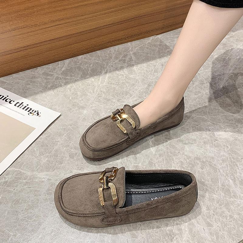 Ladies Footwear Slip-on Round Toe Women's Flat Loafers Shoes Black Social Lastest Elegant Dress Fashionable 2025 Trend Sale Non