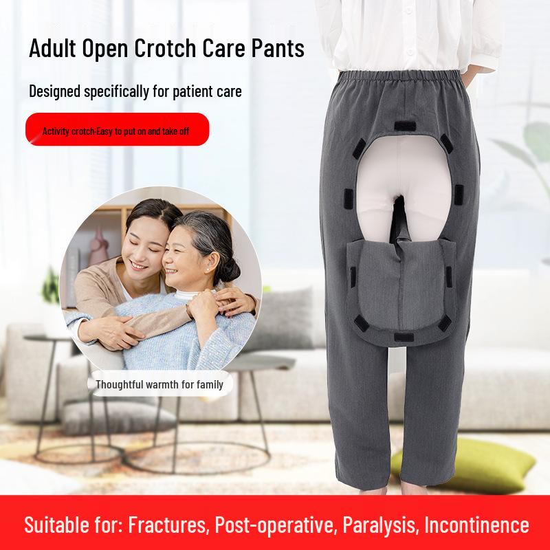 Adaptive Hosen mit offenem Schritt für bettlägerige und inkontinente Senioren