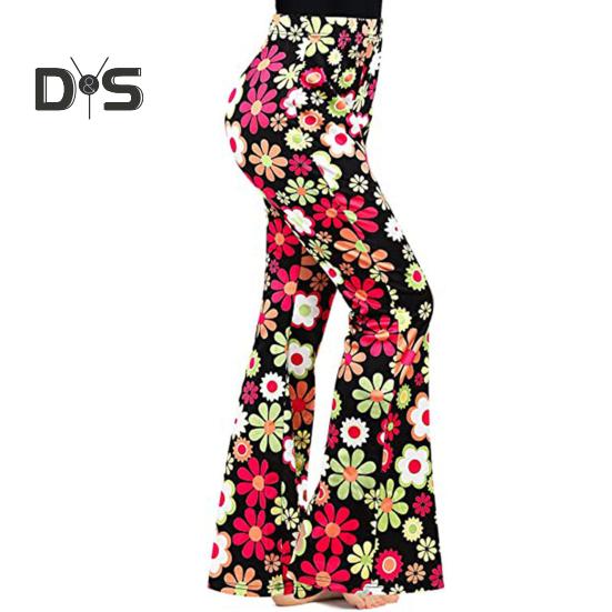 Kobiety kostium hipisowski stroje Retro rozkloszowane spodnie kamizelka z frędzlami zestaw opasek na Halloween Cosplay taniec w klubie nocnym