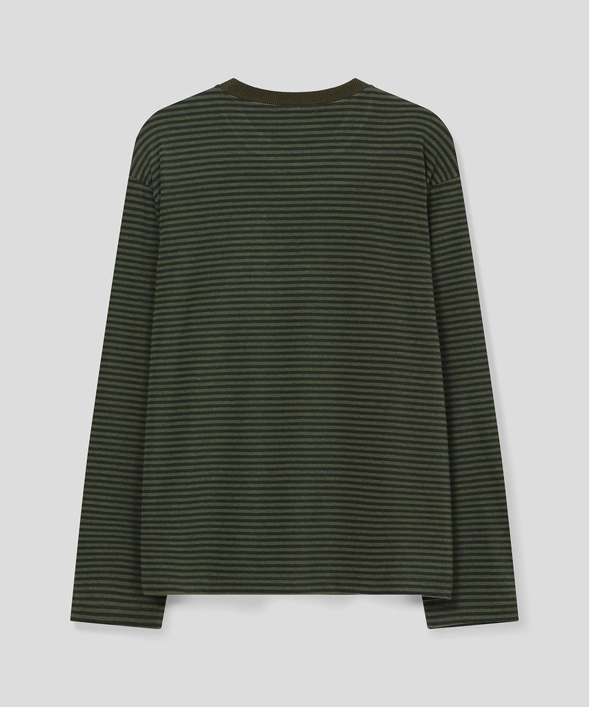SLOW RECORD HOUSE Striped Long Sleeve_Khaki