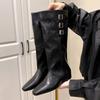 Women's Long Boots Flats Designer Knee High Leather Shoes  Winter Fashion Chelsea Boots New Walking Elegant Ladies Boots