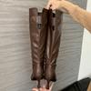 New Women's Leather Boots Temperament High-heeled Women's Boots Simple High Boots Commuting Versatile Square Head Leather High Boots