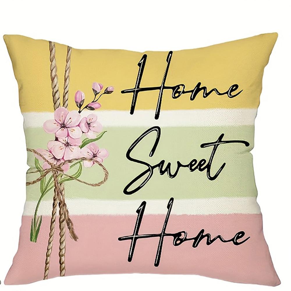 1/4pcs Floral-Printed Throw Pillows with Inspiring Words Sofa cushion cover home bedroom room decoration