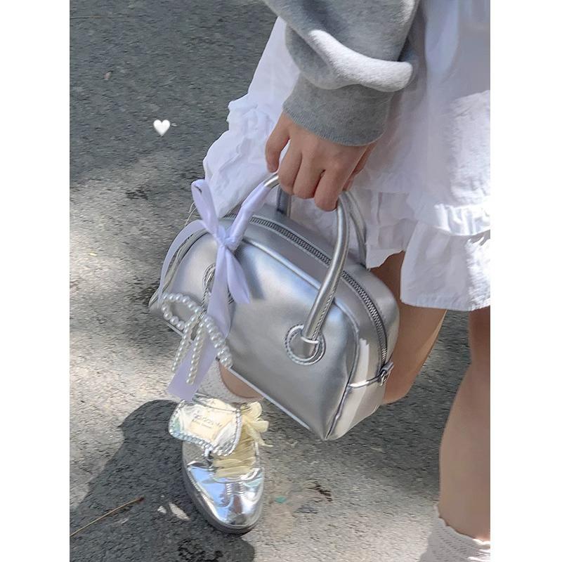 Portable bowling bag women's new trendy fashion shell bag versatile messenger bag small square bag