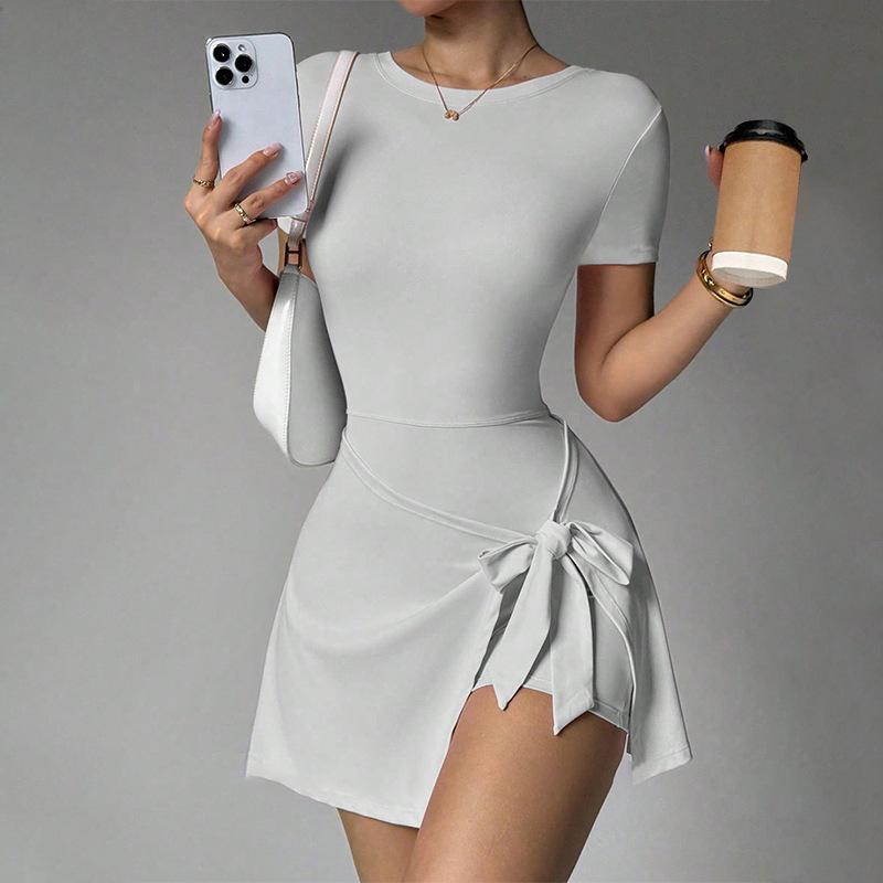 

Short Sleeve Fake Two-Piece Sports Dress Slim Back Tennis Dress Sports Women S Yoga Tennis Dress XL