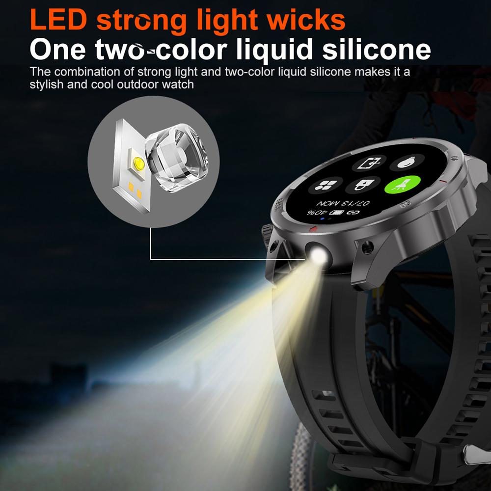 Neue 1,53" Bluetooth Anruf Smartwatch Gesundheitsmonitor mit Taschenlampe Kompass NFC 400mAh Outdoor Herren Smartwatches für IOS Android