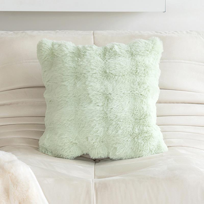 

Winter Sofa Imitation Rabbit Fur Bubble Velvet Pillow Solid Color Home Bedroom Model Room Decorative Pillow Case 30 * 50cm зелёный
