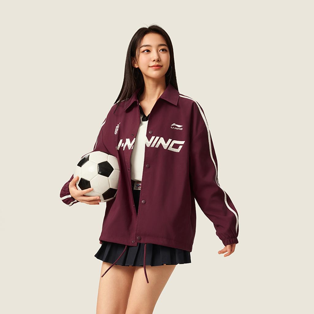 Li-Ning Comfortable Simple Versatile Letter Stripe Brand Logo Polo Neck Casual Loose Jacket Unisex jackets AJDV275-3