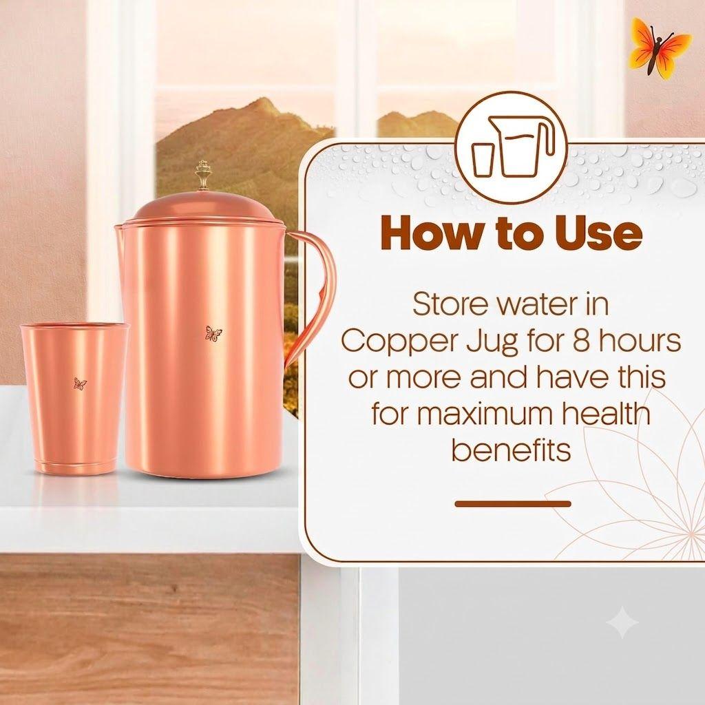 Copper Jug (2 L): Ayurveda Inspired | 100% Pure Copper | Copper Infused Water | Supports Digestive & Liver Health