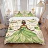 3pcs Princess Tianas Green Dress Bedding Set, Includes One Quilt Cover and Two Pillowcases, Bedroom and Guest Room Decoration. T72301113