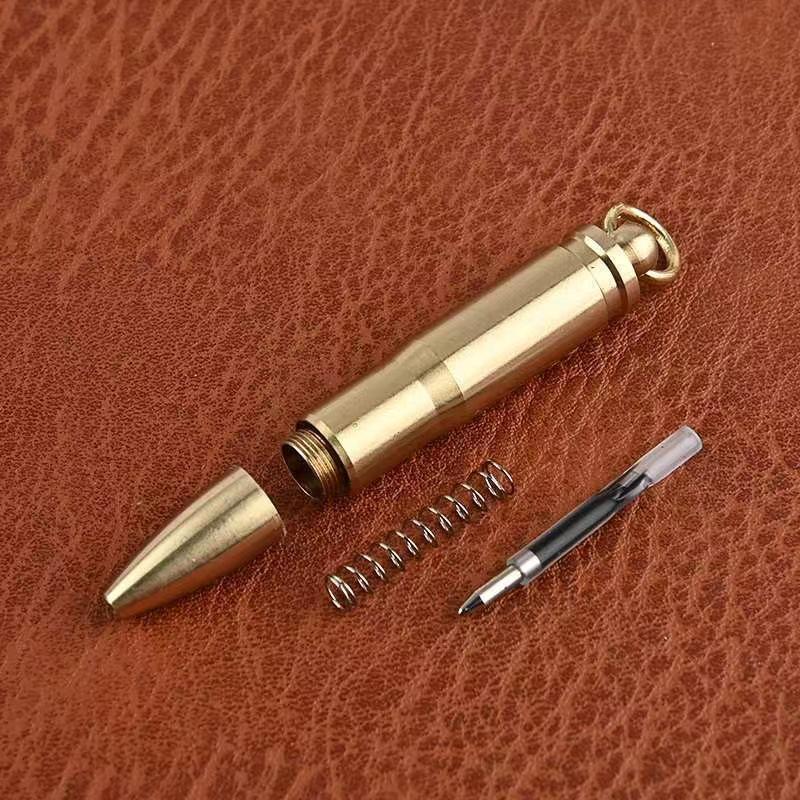 Hochwertiger Retro Messing Kugel Schlüsselanhänger Stift – Tragbarer, Kreativer Kugelschreiber für Studenten und Partys