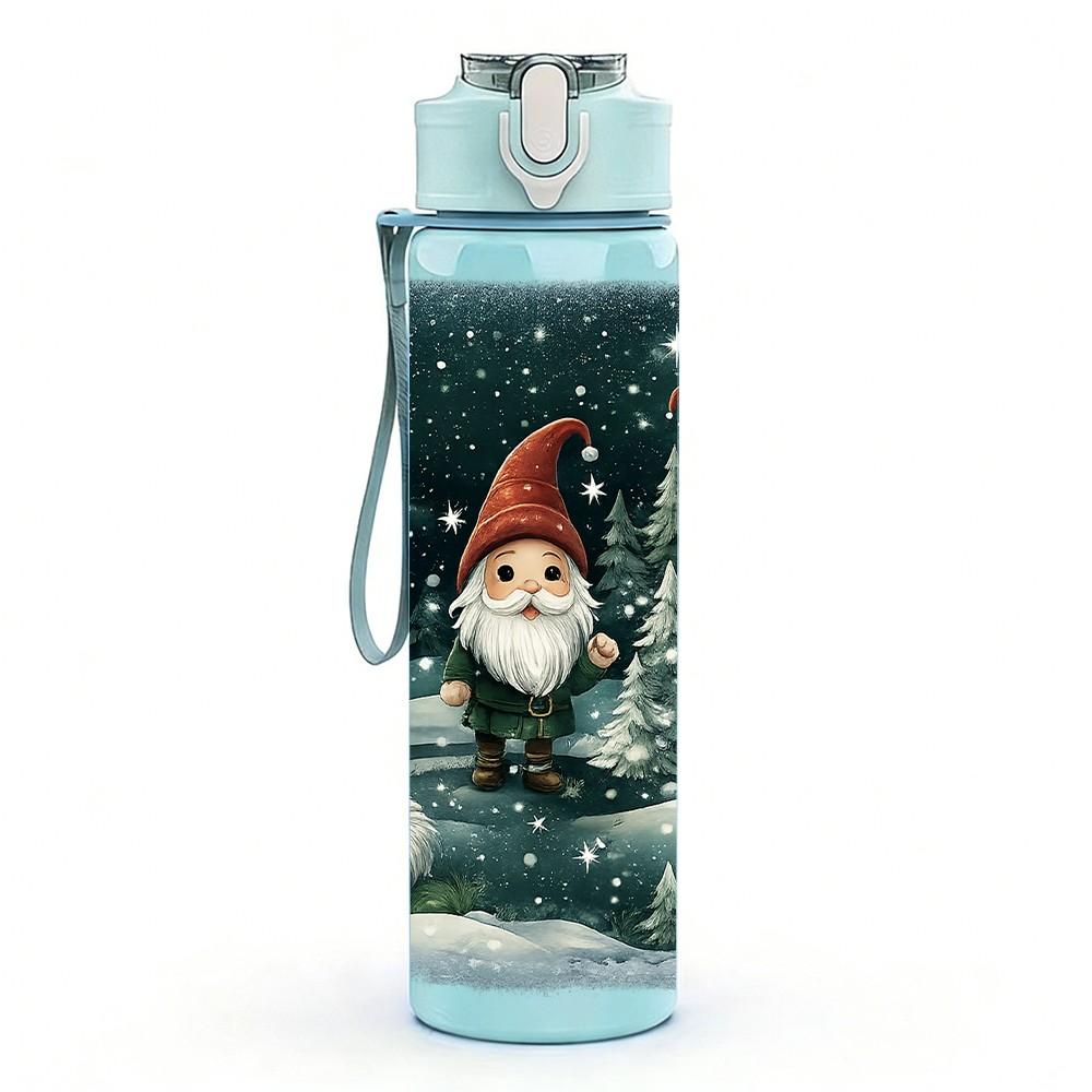 1PC Santa Bear Snow Winter Christmas Print 750ml Color Plastic Sports Water Bottle Leakproof Flip Straw Lid Suitable for Sports Office Home Use