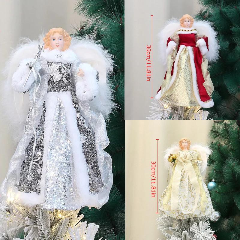 Stilvoller Amerikanischer Stil Geflügelter Engel Baumspitze Stern Für Weihnachtsfeiern