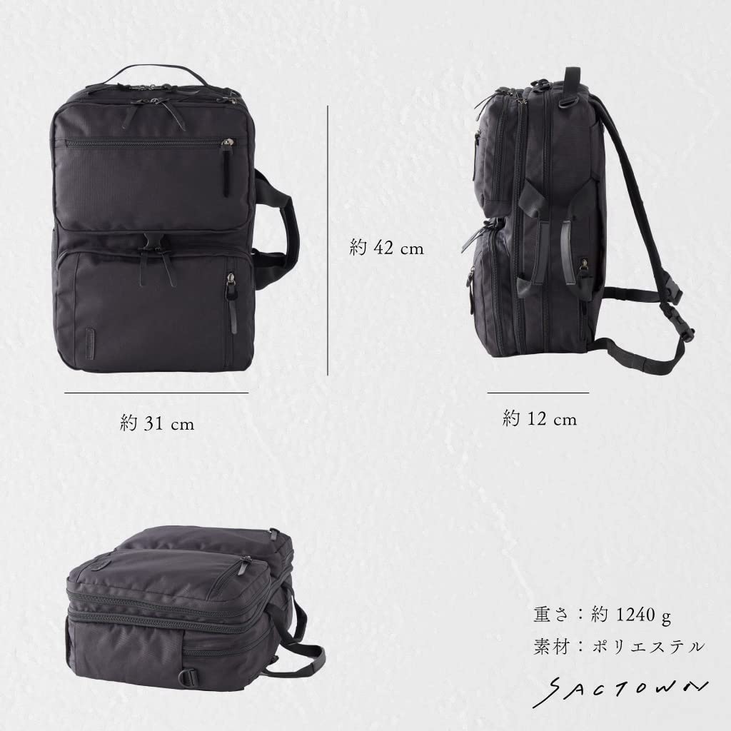 SANDGLASS Business Bag [Men's Backpack, 2-Way, 2-Face, Expandable Gusset, Shoulder Bag, A4 Size, Laptop Storage, Water-Repellent, Multifunctional]