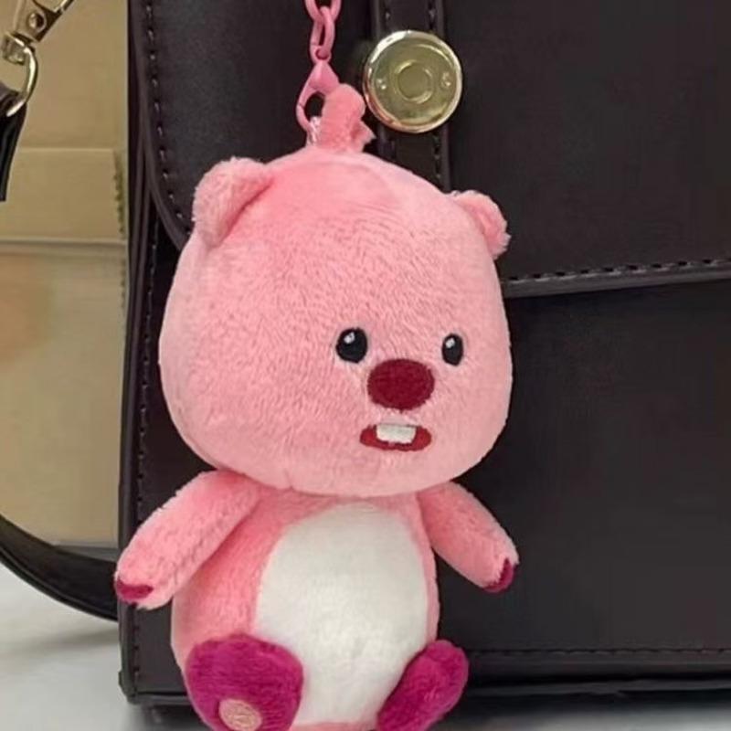 Llavero de muñeca linda de dibujos animados loopy colgante para mochila kawaii linda niña castor corazón regalo para mejores amigos regalo de vacaciones