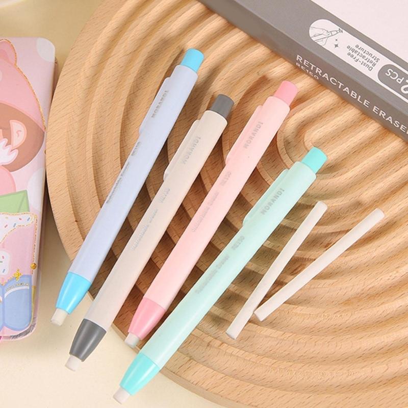 Pen Shape Retractable Eraser Press Action Eraser Easy Erasing Rubber Eraser for Student Kid Adult Writing Art Drawing