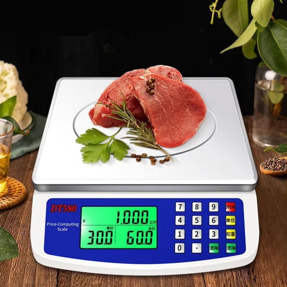 30kg/1g Capacity Commercial Food Scale LCD Display Electronic Pricing Scale Food Measuring