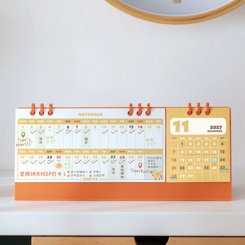 Simple Design 2027 Desk Calendar Mini Size Monthly Planner Portable Triangle Calendar Office Use