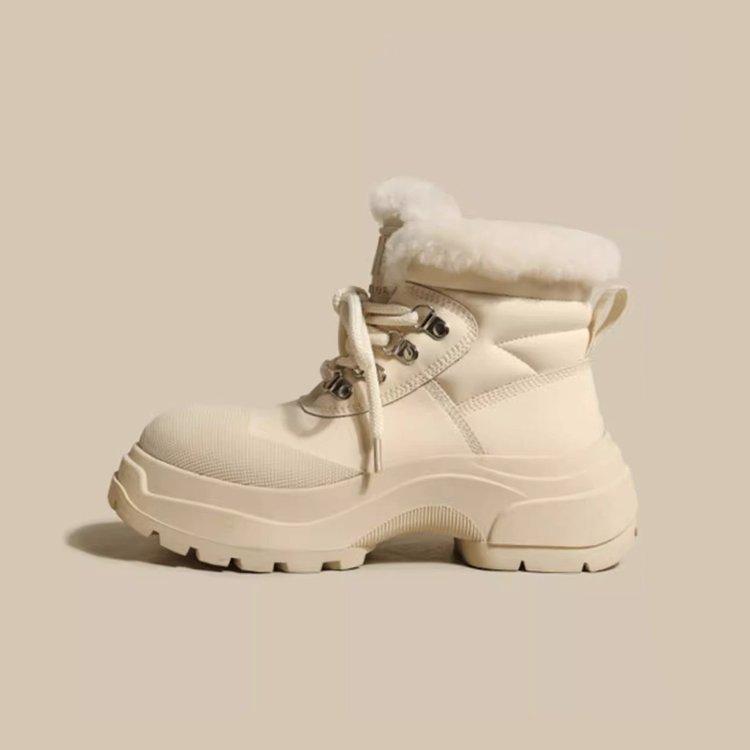 

[Ushilai] Thick-soled non-slip snow boots for women s 2025 winter new velvet thickened warm outer wear Martin boots 40