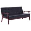 2 Piece Sofa Set Black Faux Leather