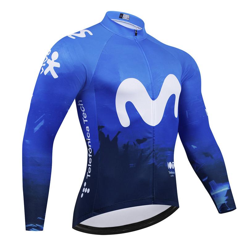 Movistar Autumn Pro Team Cycling Jersey19D Bib Set MTB Uniform Bicycle Clothing Quick Dry Bike Clothes Mens Long Cycling Wear