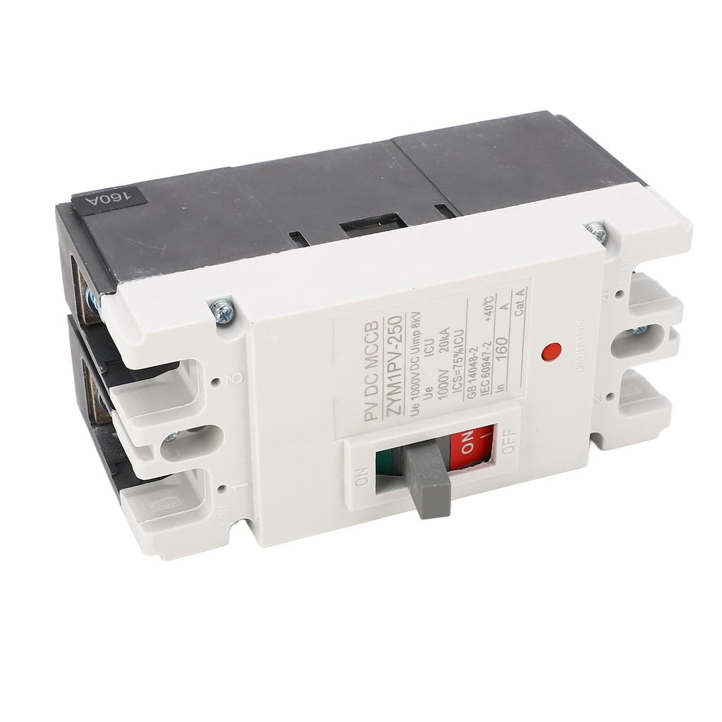 DC Circuit Breaker 2P 160A 20KA Breaking Plastic Shell Silver Alloy Contact Short Circuit Protection Switch 1000V