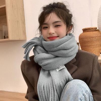Plush Winter Wool Scarf Thicken Long Shawl Simple Winter Cashmere Scarves  Women/Men