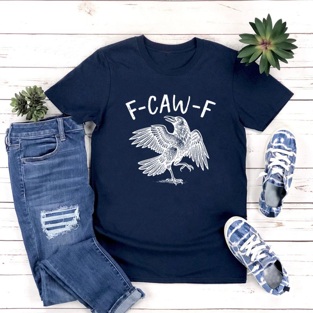 Funny Crow T-Shirt F-Caw-F T Shirt Raven Lover Gift Unisex Short Sleeve T-shirt Fall Season Tee Black Bird Graphic T Shirts