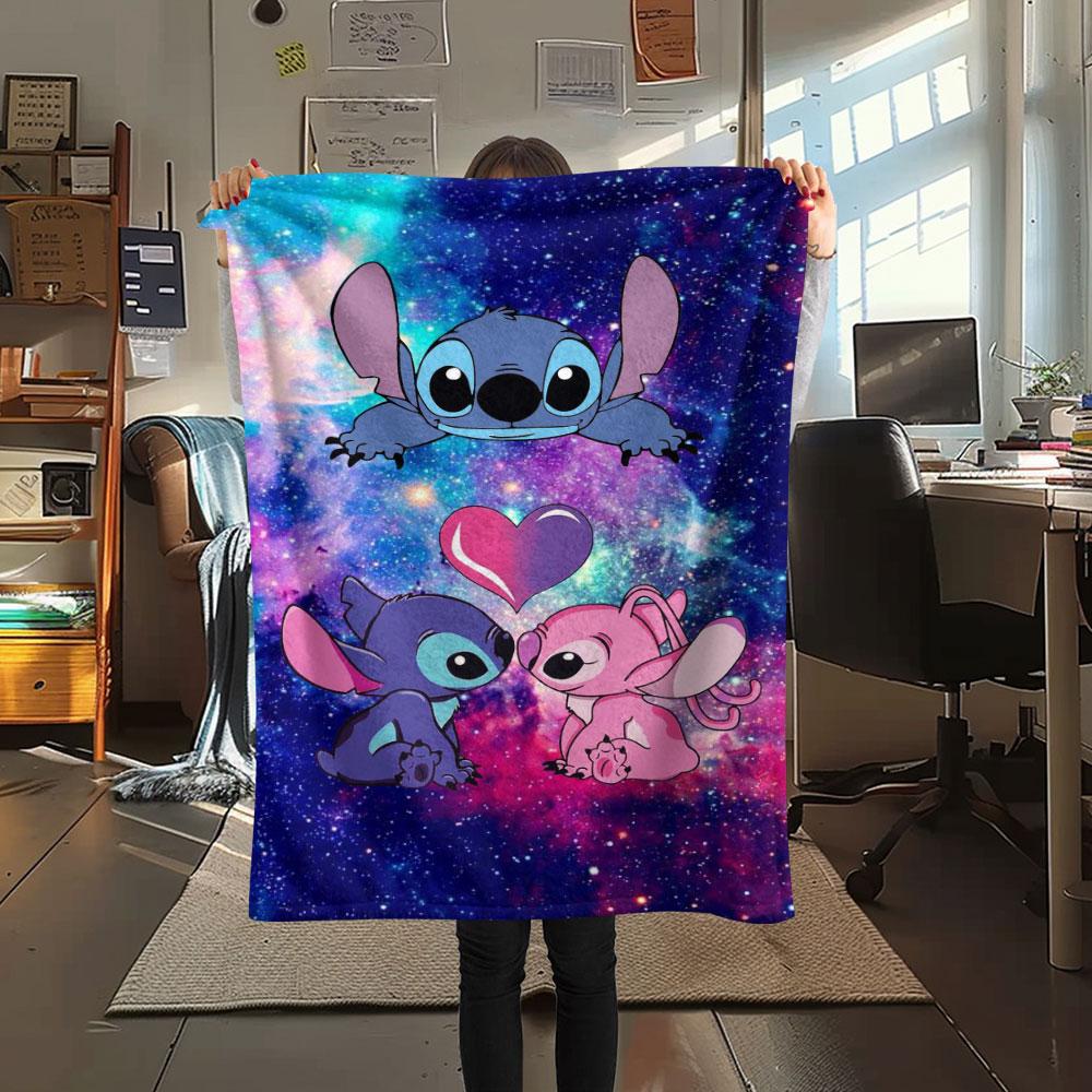 Stitch Cartoon printing Flannel Blanket Bedroom Sofa Camping Warm blanket Gifts for family and friends-MJ018