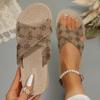 Fashion 2024 Women Slippers New Minimalist Cross Band Sandals Trend Beach Hemp Rope Slippers Espadrille Outdoor Shoes Home Slides Women